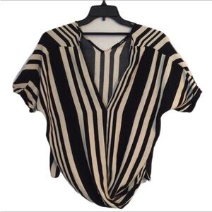 Oasis Woman’s Black & White Striped Blouse. Size 10.